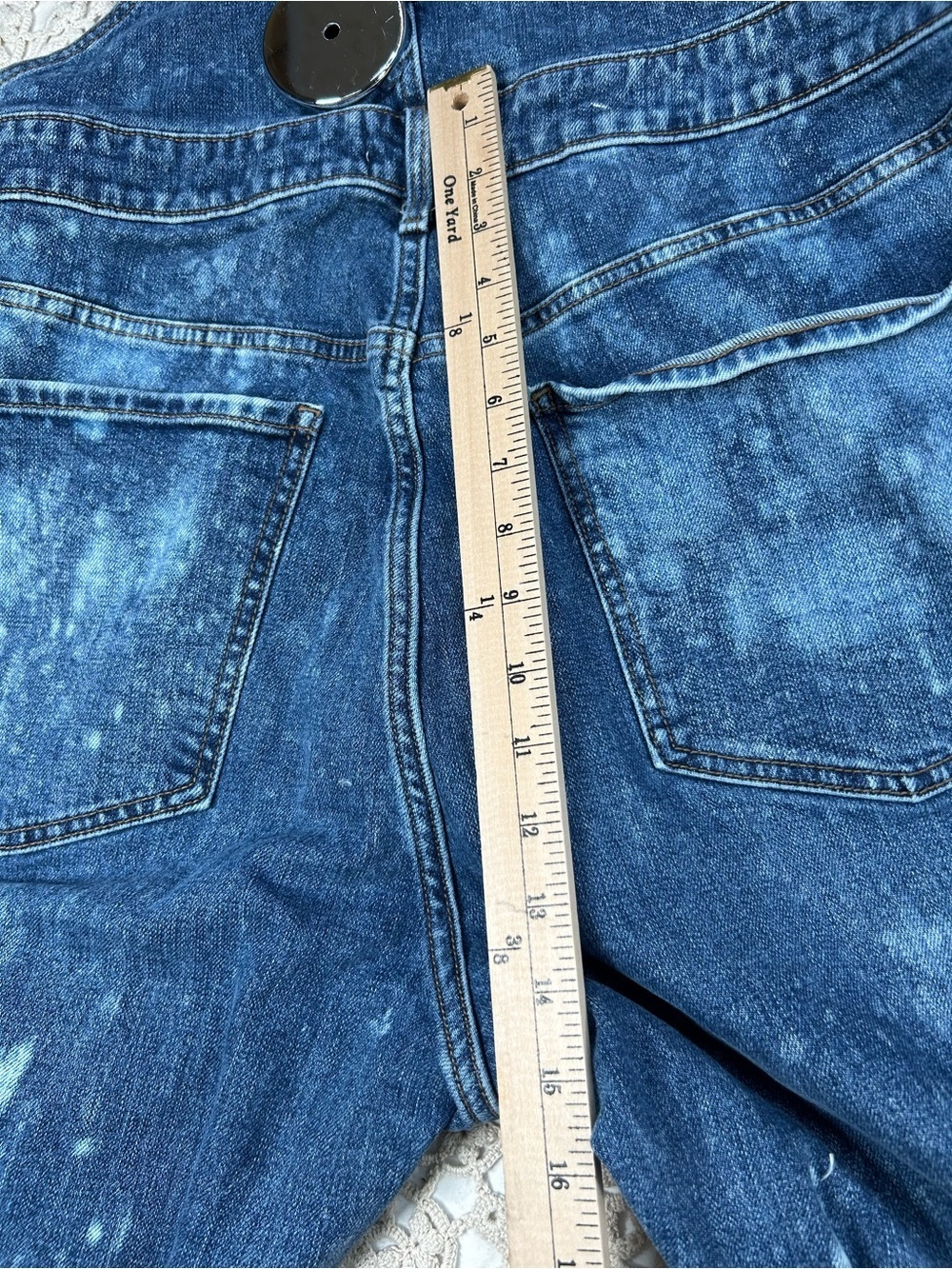 Overall Floral Boho Denim Old Navy Size 18 (Fits size L/ XL women’s) Upcycle - Picture 11 of 15